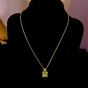 Letter Necklace Gold tone with crystal W 18inches